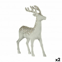 Рождественский олень Белый Пластик 15 x 45 x 30 см (2 шт.)
