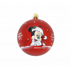 Christmas ornament Mickey Mouse Happy smiles 6 Units Red Plastic (Ø 8 cm)