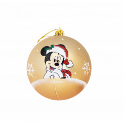 Christmas ornament Mickey Mouse Happy smiles Golden 10 Units Plastic (Ø 6 cm)