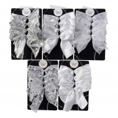 Christmas Decorations Set Silver Loops Polyester (8,9 x 11,4 x 3,8 cm) (4 Units)