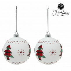 Christmas Baubles 8 cm (2 uds) Crystal White