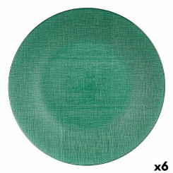Плоская тарелка из зеленого стекла 32,5 x 2,5 x 32,5 см (6 шт.)