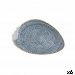 Flat plate Ariane Terra Triangular Ceramic Blue (Ø 29 cm) (6 Units)