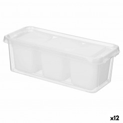 Fridge Organiser White Transparent Plastic 28,2 x 8,8 x 12 cm (12 Units)