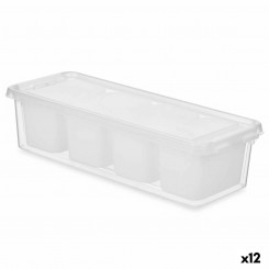 Fridge Organiser White Transparent Plastic 37,5 x 9 x 14,3 cm (12 Units)
