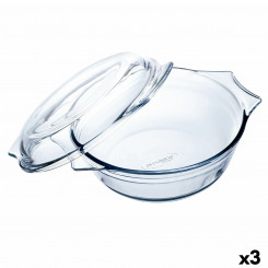 Oven Dish Ô Cuisine   With lid 23,5 x 20,5 x 10 cm Transparent Glass (3 Units)