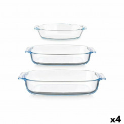 Set of trays Transparent Borosilicate Glass 700 ml 2 L 3,8 L (4 Units)