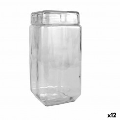 Jar La Mediterránea Squared Glass 2,2 L 11 x 11 x 22,5 cm (12 Units)