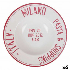 Pasta plate Santa Clara Milano Punane Porcelain Ø 28 cm (6 Ühikut)