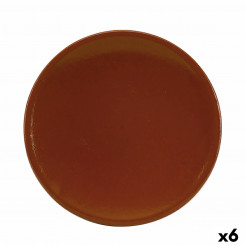 Plate Raimundo Barro Profesional Refraktor Terracotta Brown Ceramic Ø 26 cm (6 Units)