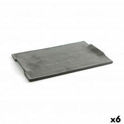 Snack tray Quid Mineral Gres Black Ceramic 35 x 23 cm (6 Units)