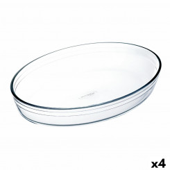Baking dish Ô Cuisine Oval 40 x 28 x 7 cm Transparent Glass (4 Units)