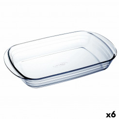Baking dish Ô Cuisine Rectangular 40.3 x 26.3 x 7.3 cm Transparent Glass (6 Units)
