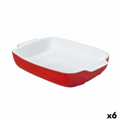 Bakeware Pyrex Signature Red Rectangular White Ceramic 6 Units 29 x 19 x 7 cm
