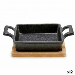 Baking dish for serving tapas Brown Black Bamboo Iron 19 x 5 x 14 cm (12 Units)