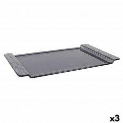 Tray Inde Black Glass 53 x 32.5 cm (3 Units)