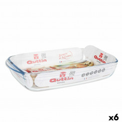 Baking dish Quttin Transparent Glass Rectangular 4.2 L 38.8 x 23.9 x 6.6 cm (6 Units)