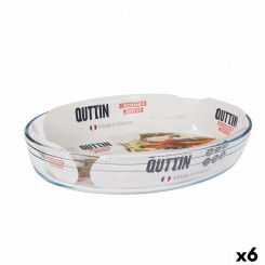 Baking dish Quttin Transparent 3.4 L Glass oval 35.1 x 24.1 x 6.5 cm (6 Units)