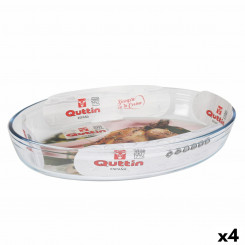 Baking dish Quttin Transparent Glass oval 4.5 L 39.6 x 27.35 x 6.6 (4 Units)
