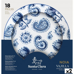 Tableware Santa Clara Noia 18 Pieces, parts Porcelain Round (2 Units)