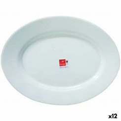Serving platter Bormioli Toledo White Glass oval 34 x 26.5 x 1.8 cm (12 Units)