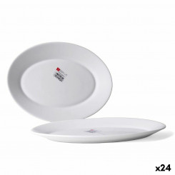 Serving platter Bormioli Toledo White Glass oval 30 x 21 x 2.7 cm (24 Units)