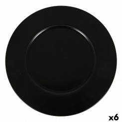 Saucer Inde Neat Black Porcelain Ø 32 cm (6 Units)