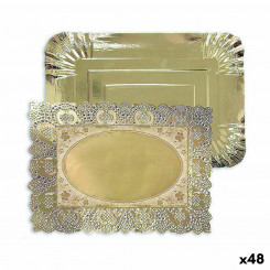 Snack tray Algon Golden Rectangular 23 x 29.5 x 1 cm (48 Units)