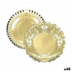 Snack tray Algon Round Golden 35 x 35 x 2 cm (48 Units)