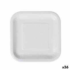 Set of plates Algon Disposable White Cardboard Square 20 cm (36 Units)