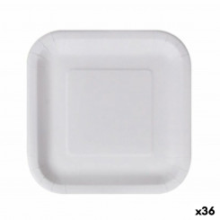 Set of plates Algon Disposable White Cardboard Square 23 cm (36 Units)