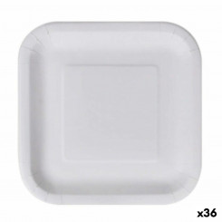 Set of plates Algon Disposable White Cardboard Square 26 cm (36 Units)