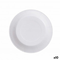 Set of plates Algon Disposable White Cardboard 18 cm (10 Units)