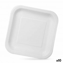 Set of plates Algon Disposable White Cardboard 23 x 23 x 1.5 cm (10 Units)