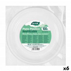 Set of reusable plates Algon Round White Plastic 20.5 x 2 cm (6 Units)