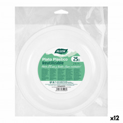 Set of reusable plates Algon Round White Plastic 25 x 25 x 1.5 cm (12 Units)