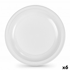 Set of reusable plates Algon Round White Plastic 25 x 25 x 2.5 cm (6 Units)