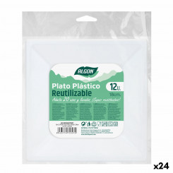 Set of reusable plates Algon Square Plastic mass 18 x 18 x 1.5 cm (24 Units)