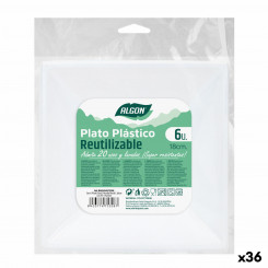 Set of reusable plates Algon Square White Plastic 18 x 18 x 4 cm (36 Units)