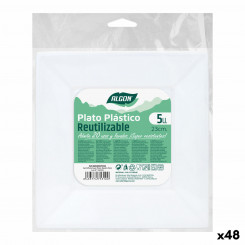 Set of reusable plates Algon Square White Plastic 23 x 23 x 2 cm (48 Units)