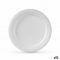 Set of plates Algon Disposable White Sugar Cane 17 cm (12 Units)