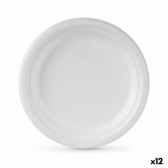 Set of plates Algon Disposable White Sugar Cane 22 cm (12 Units)