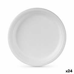 Set of plates Algon Disposable White Sugar Cane 25 cm (24 Units)