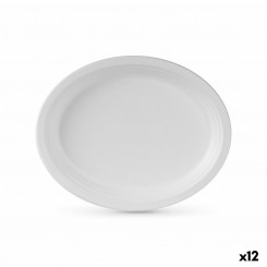 Set of plates Algon Disposable White Sugarcane oval 26 cm (12 Units)