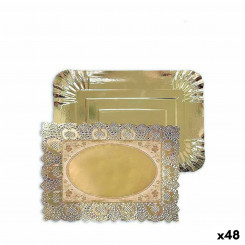 Snack tray Algon Disposable Gold Rectangular 25.5 x 35 x 2 cm (48 Units)