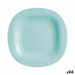 Flat plate Luminarc Carine Turquesa Turquoise Blue Glass Ø 27 cm (24 Units)