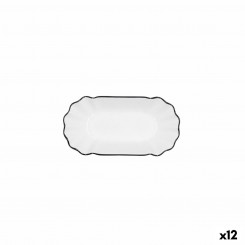 Snack tray Quid Gastro White Black Ceramic 20.5 x 11 x 3.5 cm (12 Units)
