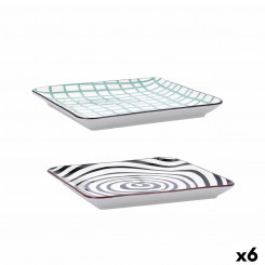 Snack tray Bidasoa Zigzag Multicolored Ceramic 21 x 21 cm (6 Units)