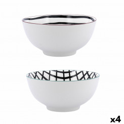 Bowl Bidasoa Zigzag Multicolor Ceramic 20 x 20 x 5 cm (4 Units)