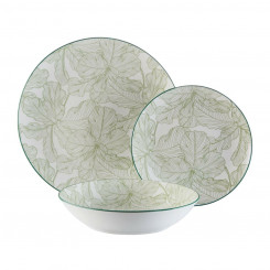 Dish Set Versa Palm Tree 18 Pieces, parts Green Porcelain
